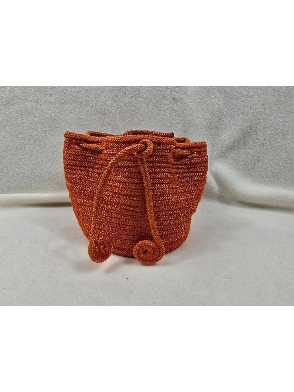 Ugly Rugly Orange Drawstring Basket Woven Rope Bucket Bag Small